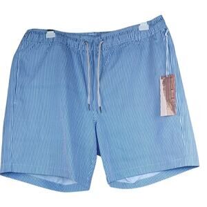 NWT Fair Harbor The Bayberry Trunk Mens 2X Light Blue Seersucker Swim Shorts 7"